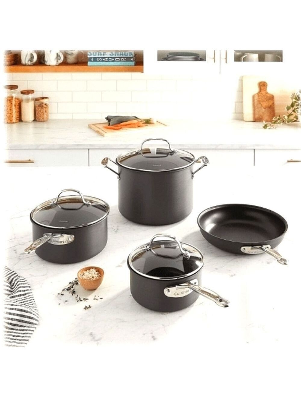 CUISINART CHEF'S CLASSIC HARD ANODIZED NONSTICK 8-PC COOKWARE SET